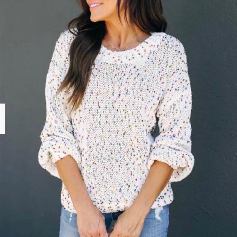 NEW Colorful Knit Cream Fall Sweater